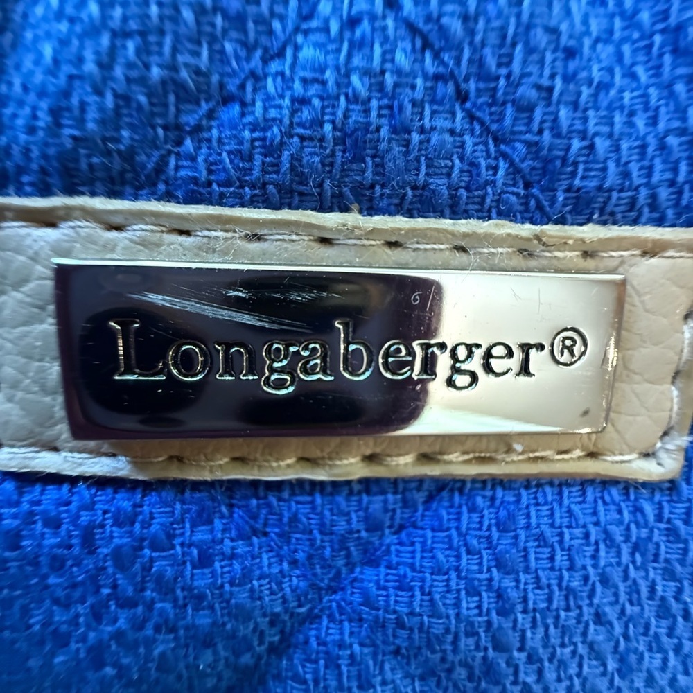 Longaberger Blue and Tan Tote with Nautical Stripes - Picture 2 of 7